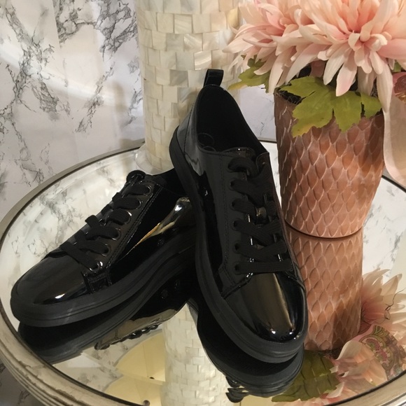 Black Paten Leather Calvin Klein Sneakers - Picture 4 of 4